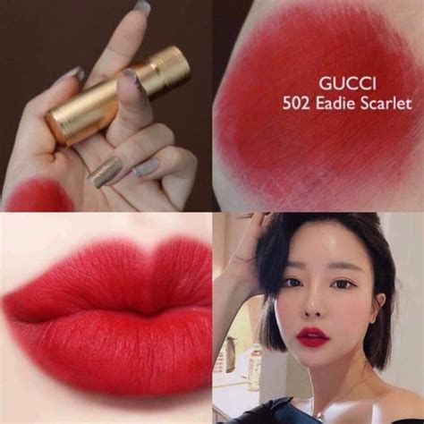 son gucci 502|Review Son Gucci 502 Eadie Scarlet Đỏ Lạnh Cuốn Hút Nhất.